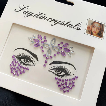1Pcs 3D Rhinestone Face Tattoo Stickers