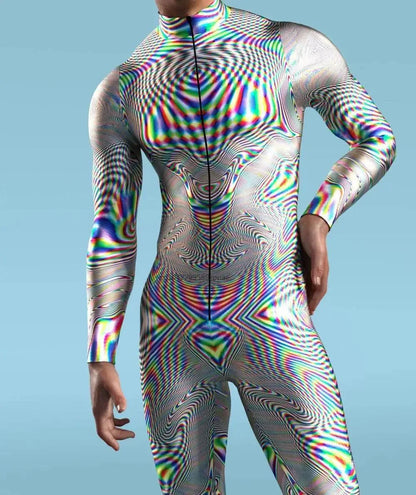 Cosplay-dräkt för män Fram Dragkedja Flerfärgad Zentai