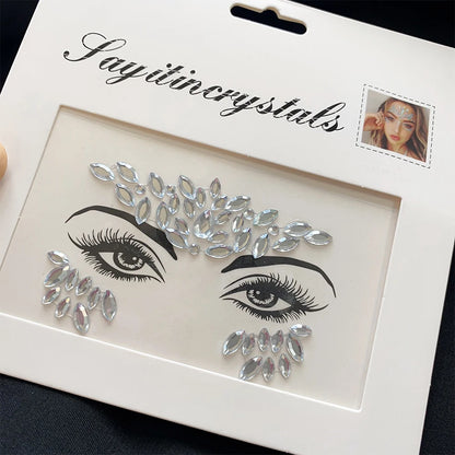 1Pcs 3D Rhinestone Face Tattoo Stickers