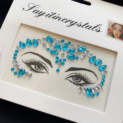 1Pcs 3D Rhinestone Face Tattoo Stickers