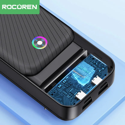 Rocoren 22,5W 20000mAh Power Bank QC PD 3.0 Snabbladdning PowerBank Portable 10000mAh Externt batteri för iPhone 16 Pro Xiaomi m