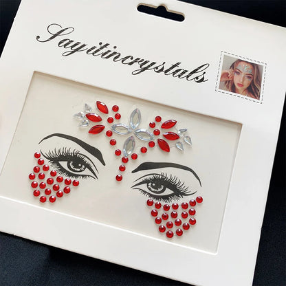 1Pcs 3D Rhinestone Face Tattoo Stickers