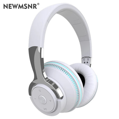 NEWMSNR Tung bas Färgglad Ljus Gamer-headset Bluetooth-hörlurar Huvudmonterade brusreducering Trådlösa hörlurar för iPhone