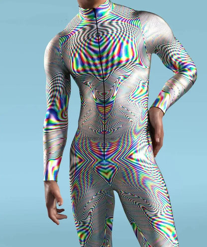 Cosplay-dräkt för män Fram Dragkedja Flerfärgad Zentai