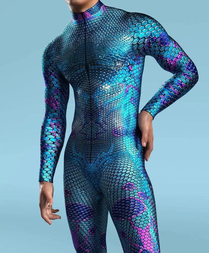 Cosplay-dräkt för män Fram Dragkedja Flerfärgad Zentai