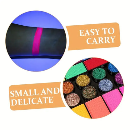 Kroppsmålningsset UV neon glitter