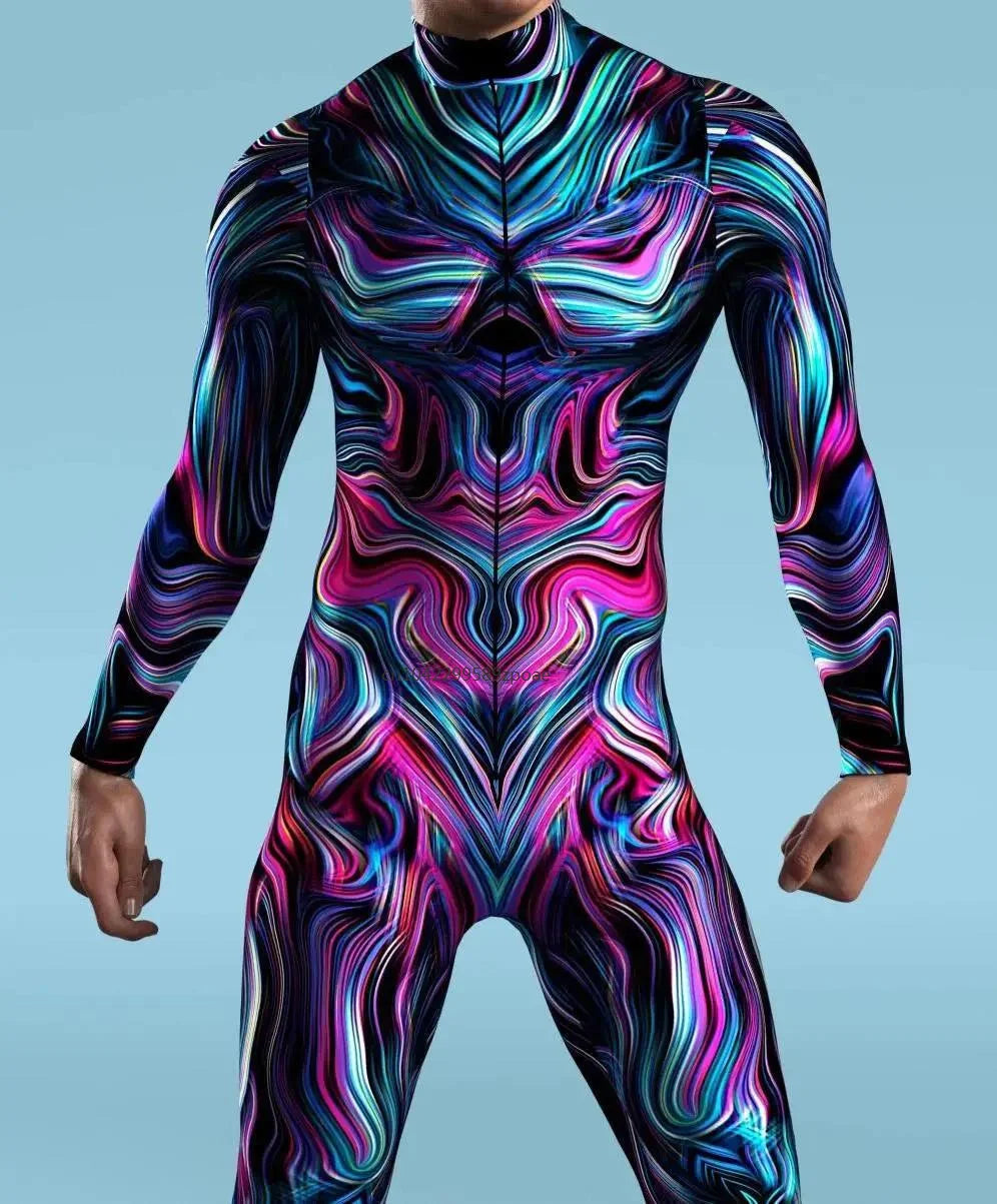 Cosplay-dräkt för män Fram Dragkedja Flerfärgad Zentai