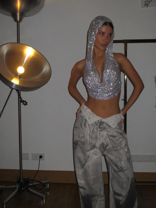 Glänsande strass Fishnet, Cover Up Party Club
