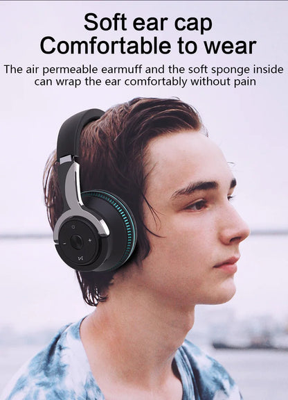 NEWMSNR Tung bas Färgglad Ljus Gamer-headset Bluetooth-hörlurar Huvudmonterade brusreducering Trådlösa hörlurar för iPhone