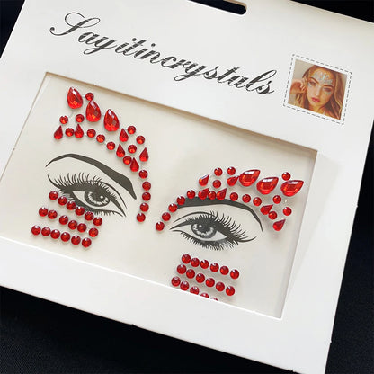 1Pcs 3D Rhinestone Face Tattoo Stickers