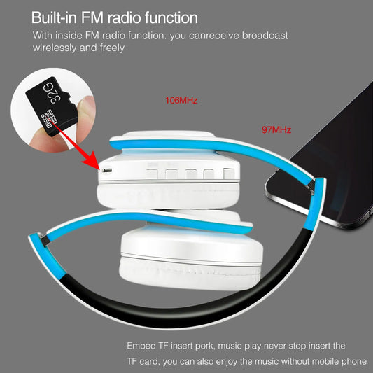 2025 Colorfuls Music Hörlurar Trådlösa stereohörlurar Bluetooth-headset med mikrofonstöd TF-kort Telefonsamtal